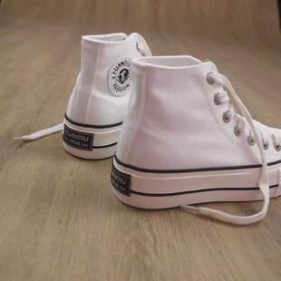 1970S增高厚底环球高帮帆布鞋女白色韩版百搭学生板鞋休闲鞋纯色