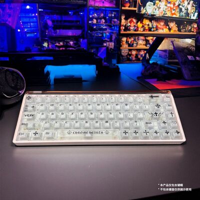 顶面白雾黑字克罗心PC键帽支持wootingEZ63MADE68 Hero68夜魔磁轴