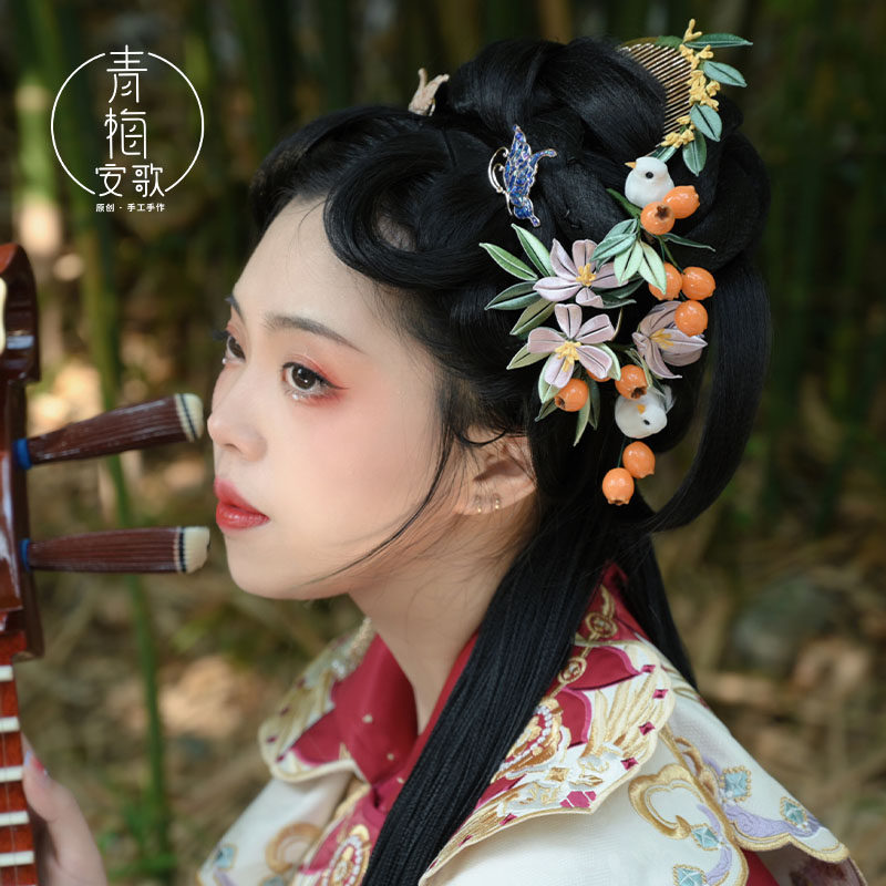 青梅安歌【共知春】肥啾缠花发簪花朝节发钗春日汉服汉元素旗袍