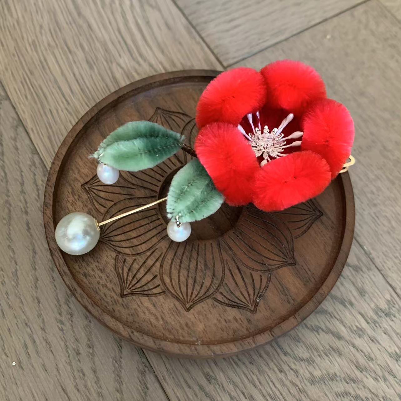非遗工场绒花胸针办成体验包手工diy汉服南京扬州