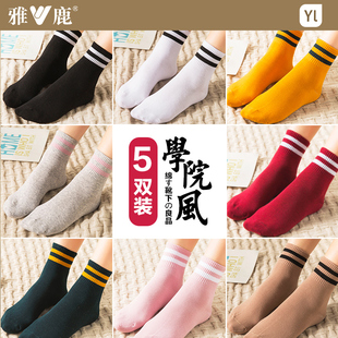 袜可爱学院风ins潮复古袜子短袜春秋款 雅鹿女棉袜中筒袜四季 条纹
