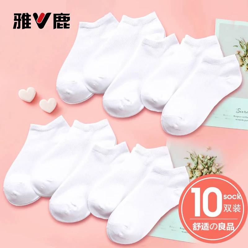 袜子女士春夏潮款短袜纯白色棉袜图片