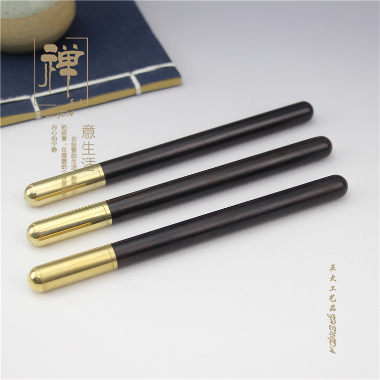 黑檀木金属黄铜中性笔企业定制