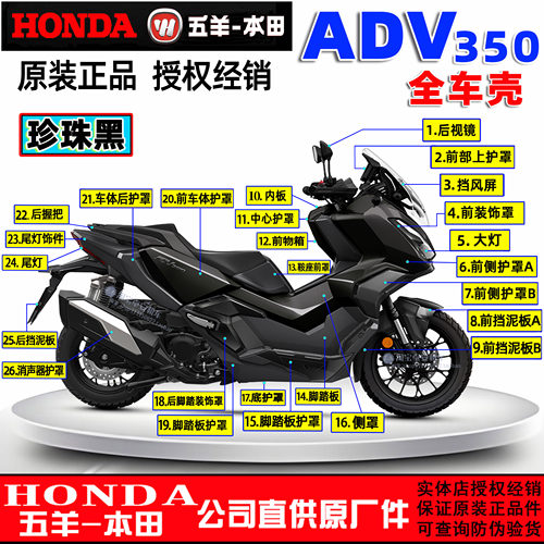 五羊本田ADV350前侧罩护板侧盖前围新大洲本田前瓦面板脚踏车体罩