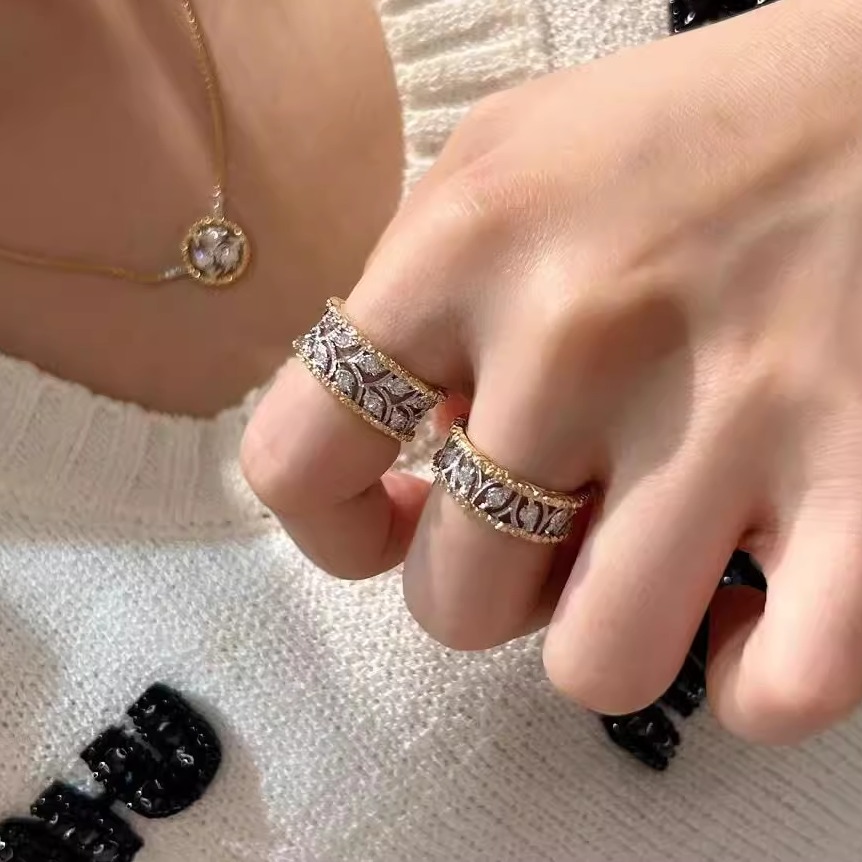 S925纯银！布布风戒指宽版窄版镂空雕花轻奢复古小众纯银戒指