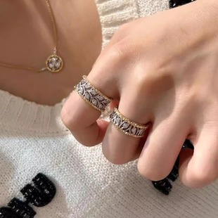 S925纯银！布布风戒指宽版窄版镂空雕花轻奢复古小众纯银戒指