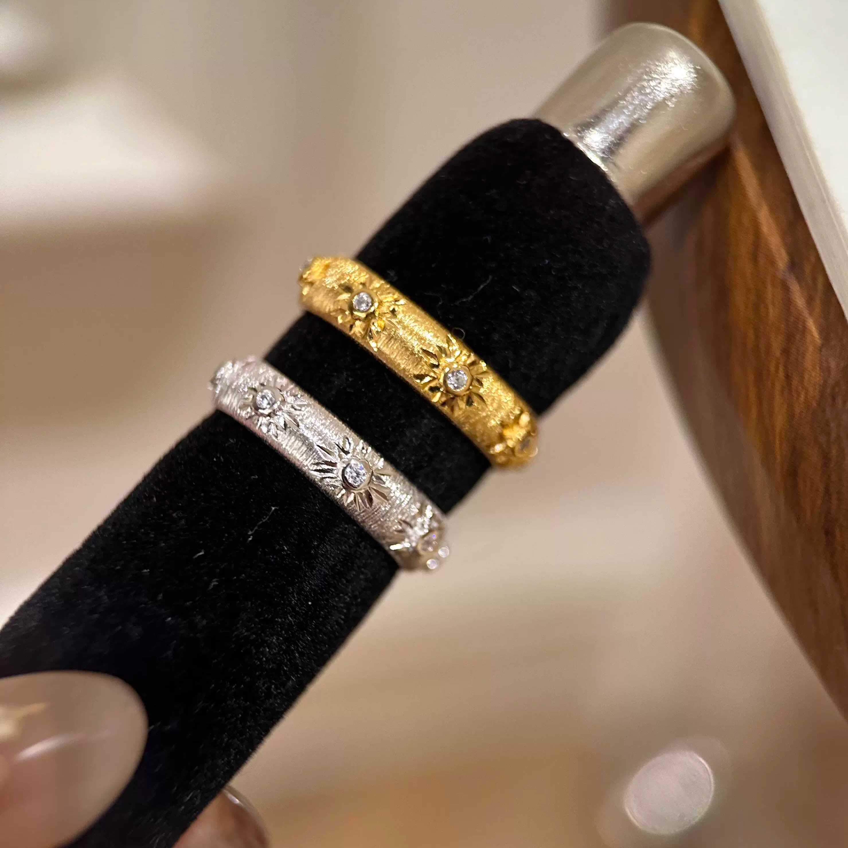 S925纯银！星云戒指意大利中古拉丝工艺缎面轻奢小众百搭纯银戒指