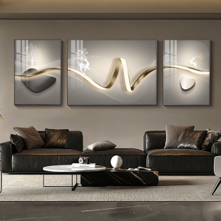 轻奢大气玄关晶瓷画简约客厅装饰画三联画沙发背景墙餐厅卧室壁画