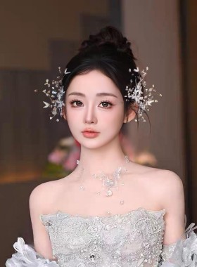 铃兰水晶手工发饰一对夹