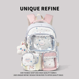 0119#新品 书包双肩女高颜值中小学生上课背包初中生多巴胺双肩包
