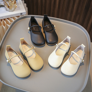 女童鞋小皮鞋洋气春秋新款黑色洋气英伦风软底单鞋圆头宝宝公主鞋