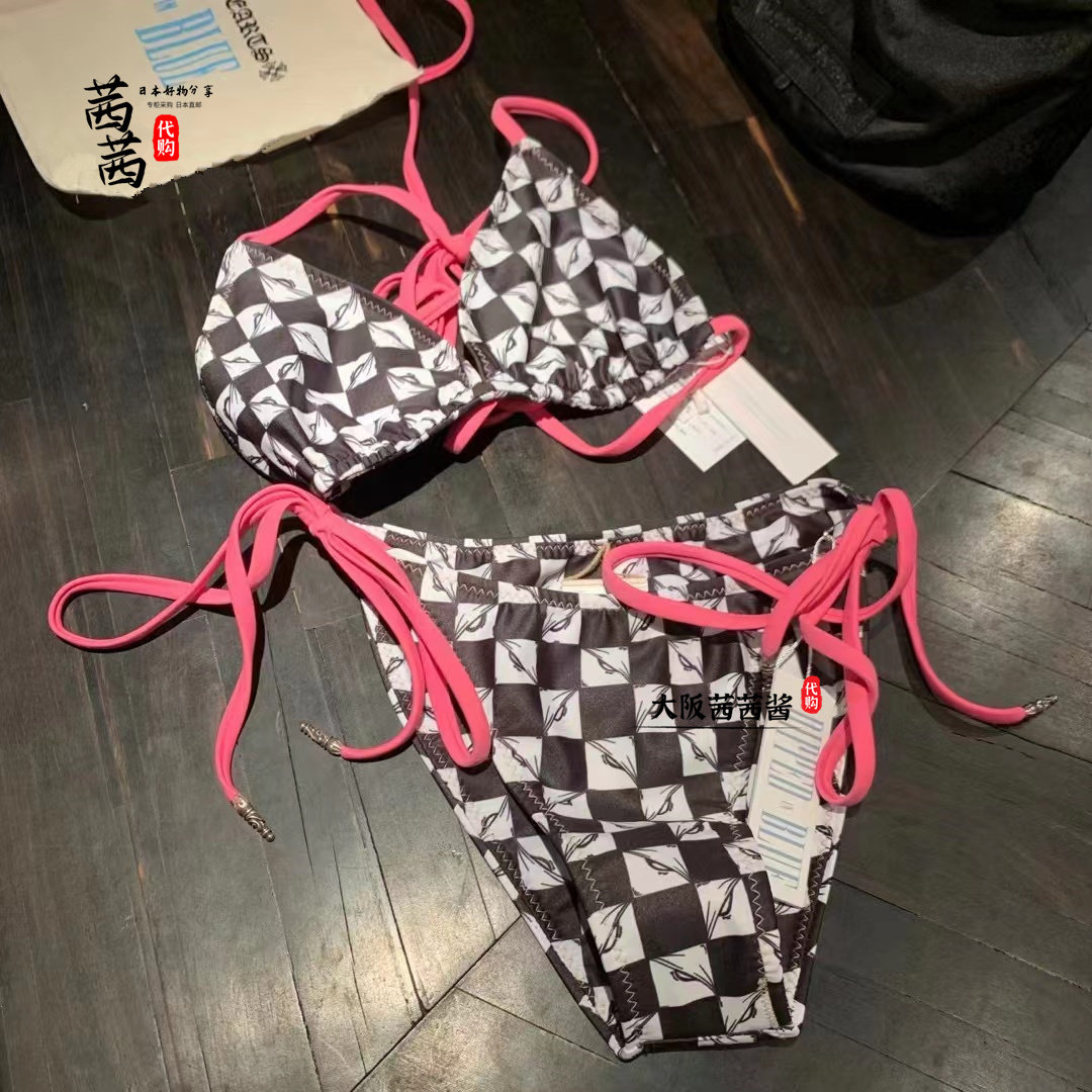 日本代购Chrome hearts 克罗心 Matty眼睛 黑白棋盘比基尼 泳衣