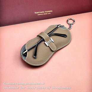 新款牛皮男女真皮外挂眼镜包便携眼镜收纳袋近视眼镜盒防掉墨镜包