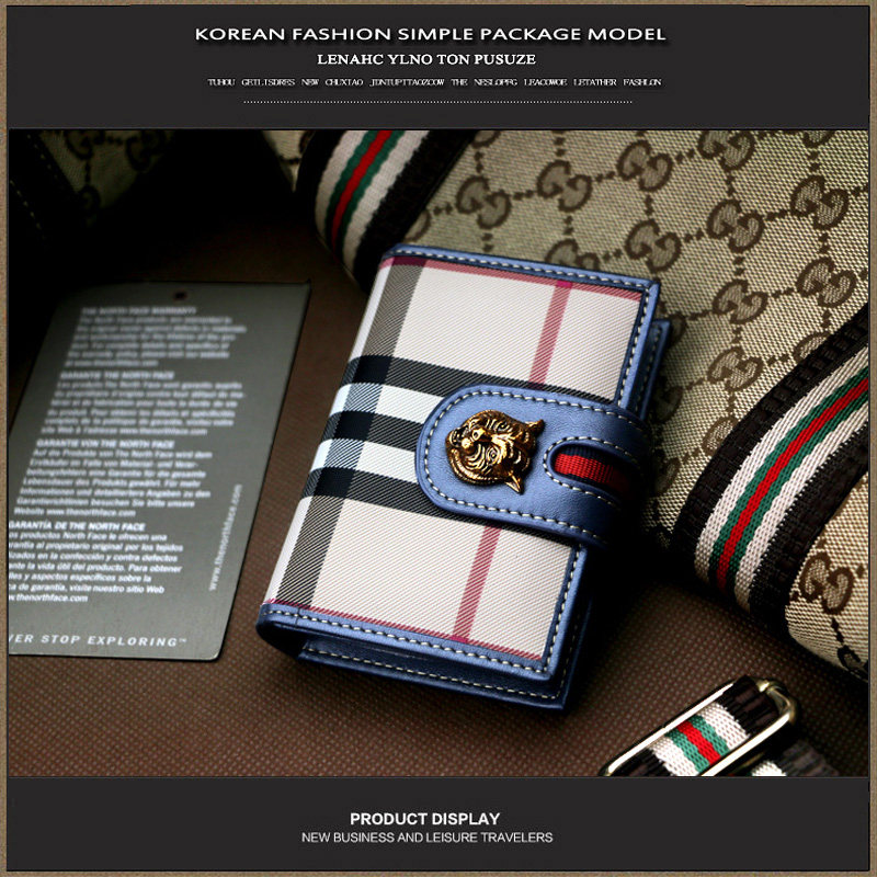 PUSUZE女格纹卡包男女多卡位欧美版可爱卡夹名片包复古功能卡片包