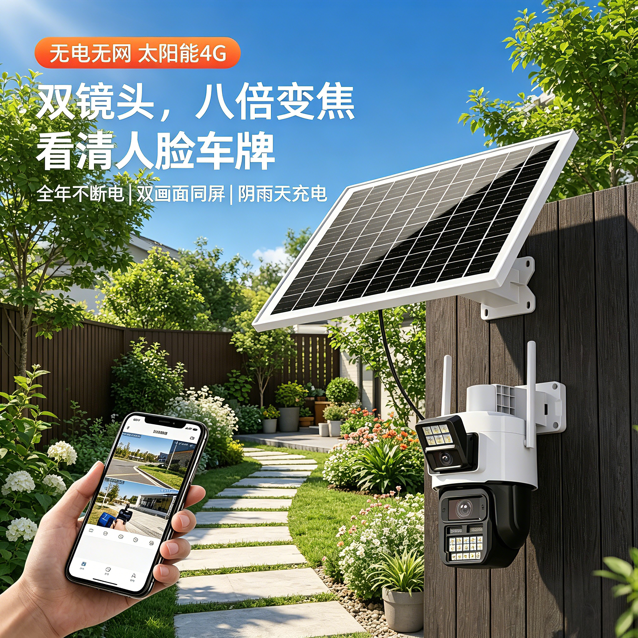 4G太阳能免流量全彩夜视摄像头