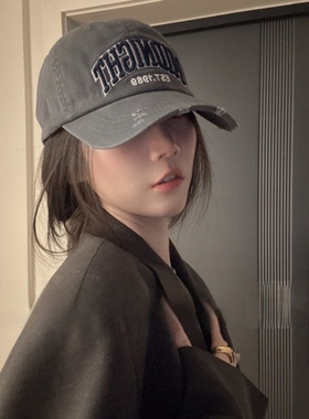 2025早春新品棒球帽美式复古加大版型软顶鸭舌帽休闲百搭MIDNIGHT