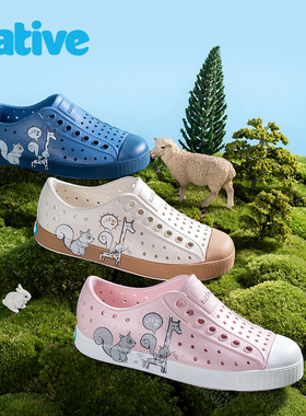 native  Jefferson童鞋动物卡通洞洞鞋透气防滑软底沙滩包头凉鞋