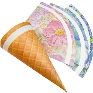 气球冰淇淋甜筒包装纸礼物气球公仔鲜花零食圆锥形diy材料包花纸