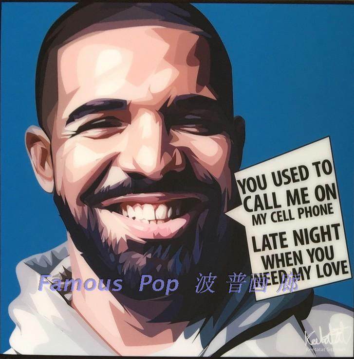 famouspop波普艺术装饰画 肖像画 加拿大说唱歌手 德雷克drake