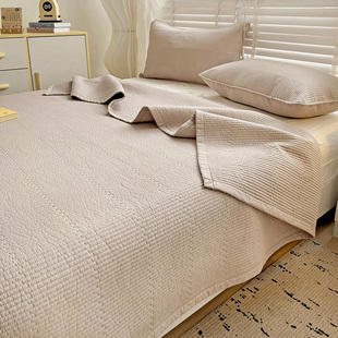 2024新款 通用 A类双面纯棉床盖三件套100全棉绗缝夹棉纯色床单四季