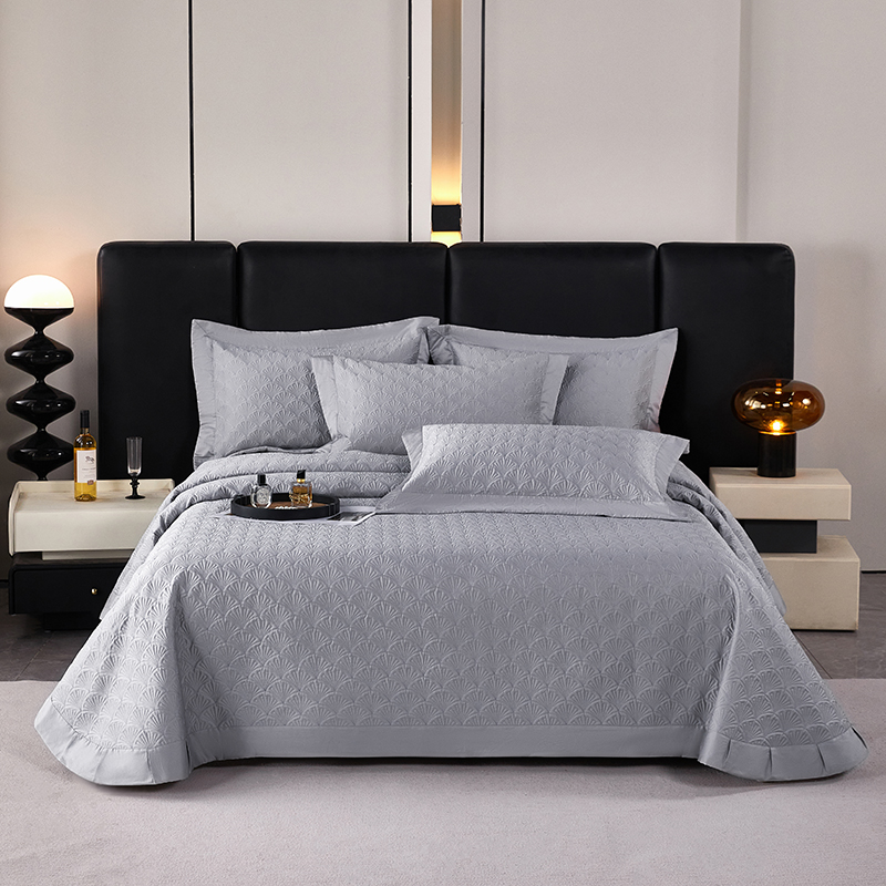 100S长绒棉床盖四季通用轻奢高级感纯棉夹棉绗缝加厚床单三件套