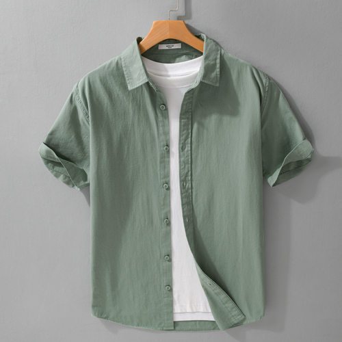 2026夏季男士宽松短袖衬衫