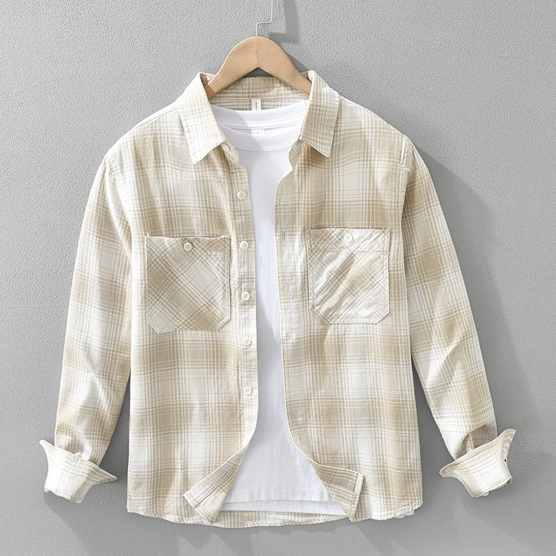 文艺格子长袖衬衫男士潮流帅气学生时尚百搭休闲宽松上衣男装7573,男装,衬衫,淘宝优惠券,粉丝福利购,淘宝优惠卷