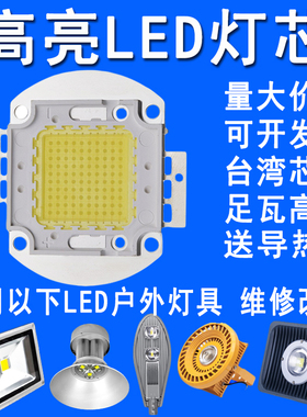 高亮50W100WLED集成光源灯珠70W80W路灯防爆投光灯灯芯片LED配件