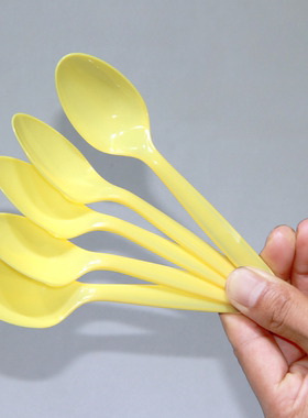 一次性塑料外卖勺大黄勺DS1黄色大羹刨冰勺子汤勺大调羹汤匙饭勺