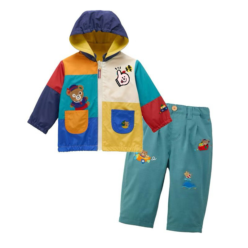 Miki童装男童小熊连帽风衣日系春季新款宝宝卡通刺绣外套裤子套装,童装/婴儿装/亲子装,风衣,淘宝优惠券,粉丝福利购,淘宝优惠卷