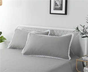 外贸 枕套枕头套枕套超值纯棉一对装全棉加大号纯色花边60x90包邮