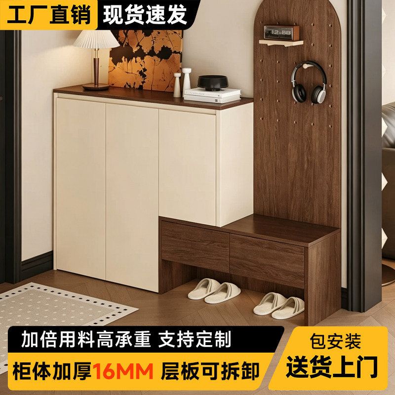 鞋柜2026新款入户门口家用大容量收纳柜玄关柜靠墙一体多层鞋架子