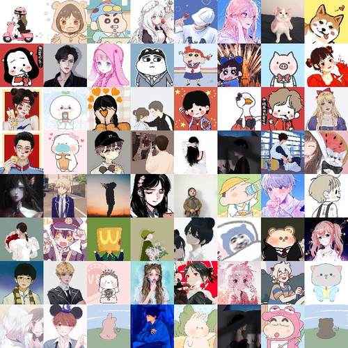 微信情侣头像动漫手绘黑白网红真人头像大全素材打包漫画图200张