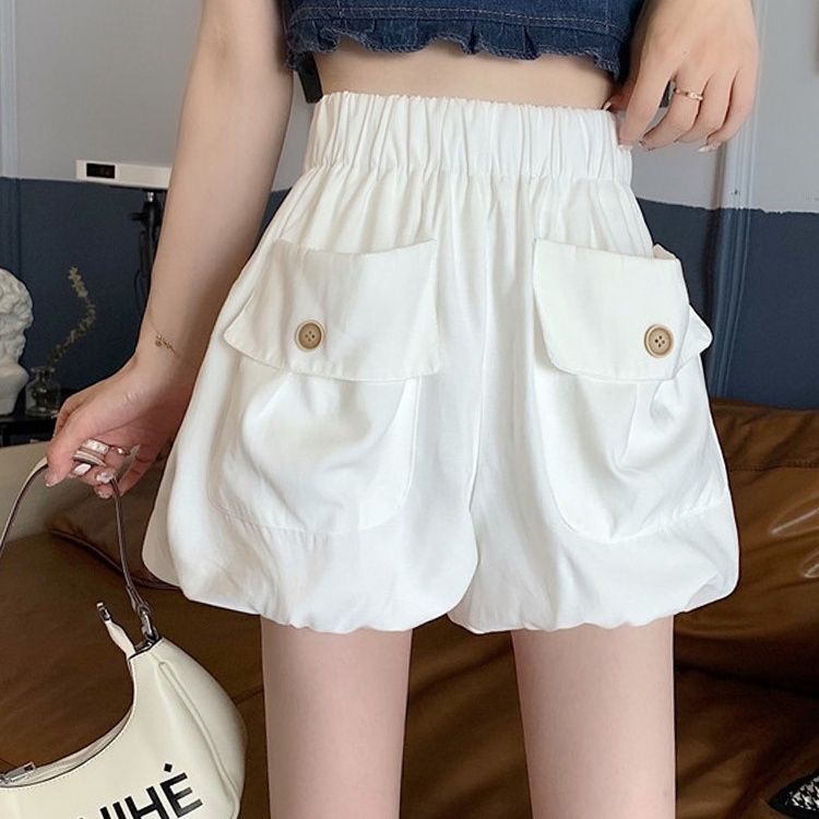 南瓜灯笼短裤女春夏季外穿2023新款松紧高腰宽松小个子休闲蓬蓬裤
