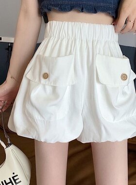 南瓜灯笼短裤女春夏季外穿2023新款松紧高腰宽松小个子休闲蓬蓬裤