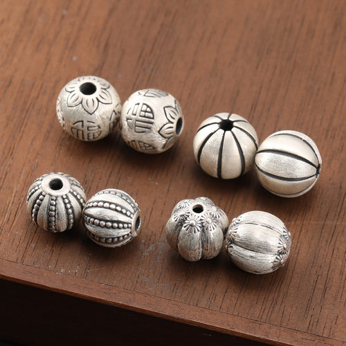 S999足银古法福字南瓜珠隔珠