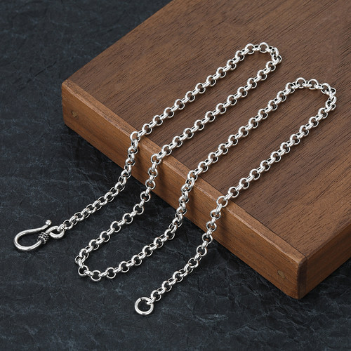 通体s925纯银百搭o字链长款项链