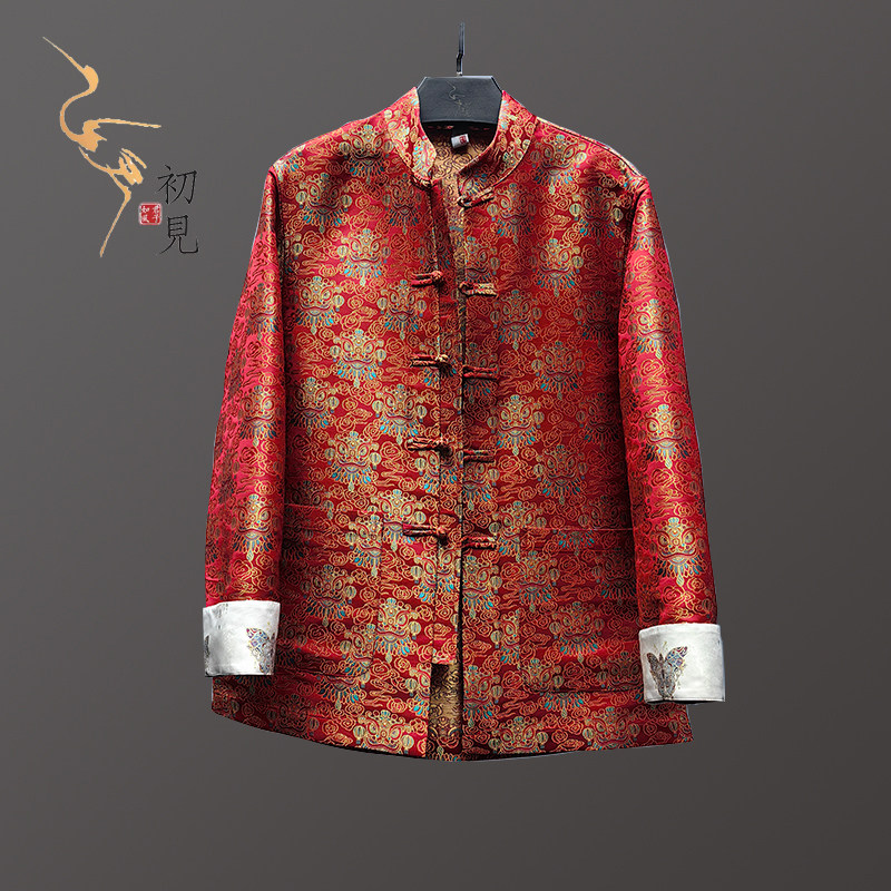 【醒狮】宋锦唐装2026新年战袍男装国风新中式立领盘扣唐装拜年服