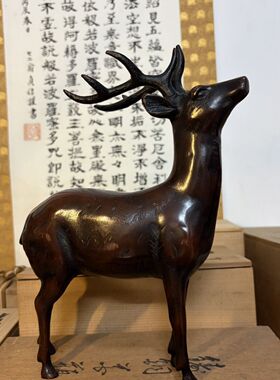 日本回流鹿摆件，铁材质，寓意一路连升。图345有划痕
