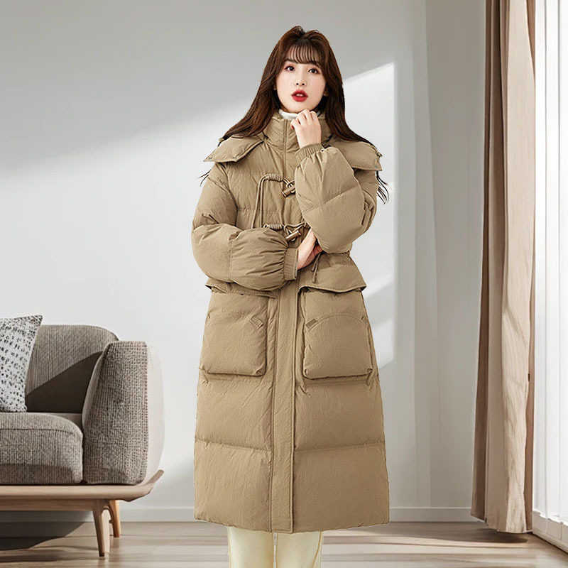 90白鸭绒羽绒服外套女2025年冬季大牌剪标中长款过膝加厚羽绒大衣