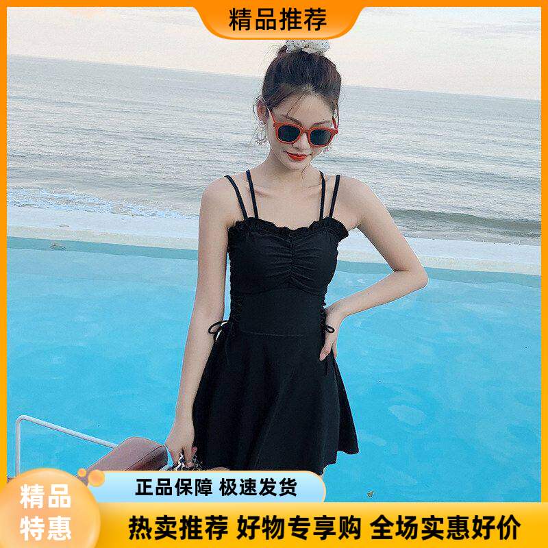 游泳衣女韩国ins性感连体平角保守显瘦遮肚爆款风大码游泳装连身