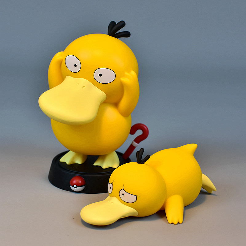 宠物小精灵宝可梦问号可达鸭趴姿苦恼鸭神奇宝贝手办车载摆件模型