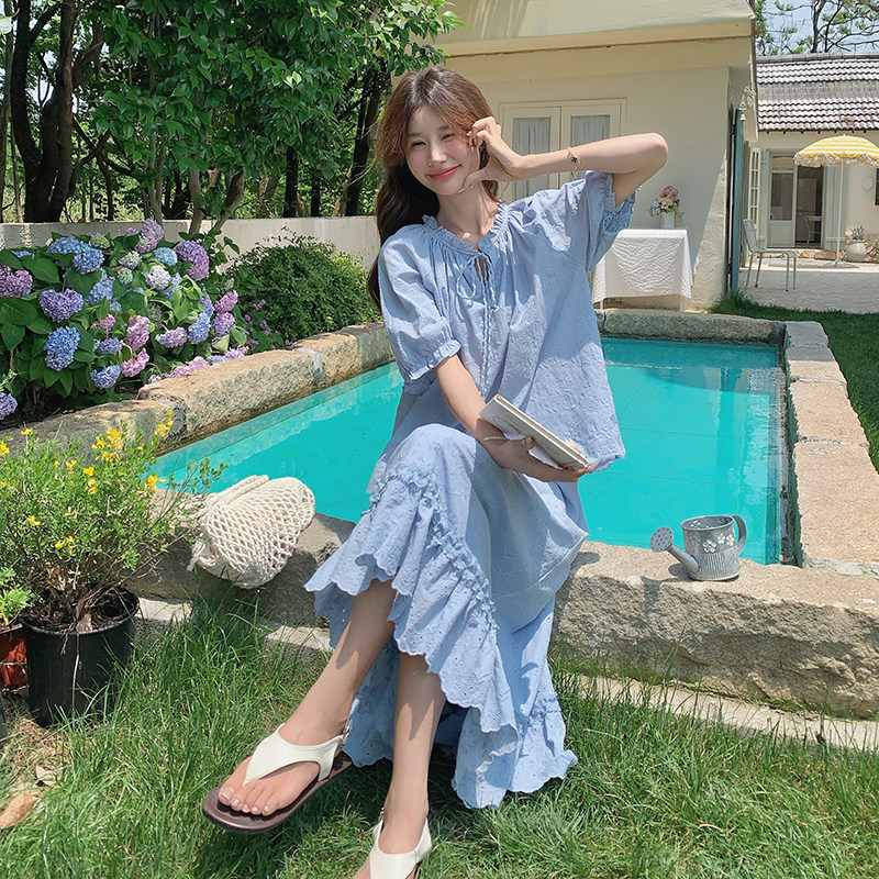 法式浅蓝色上衣半身裙套装女2025年夏季新款设计感小众气质两件套,女装套装/套裙,2C198