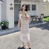 高级感初恋清纯奶甜绝美T恤裙仙2025法式温柔甜美蕾丝拼接连衣裙，女装连衣裙，2C198