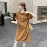 休闲气质工装焦糖色连衣裙女夏2025新款独特别致裙子大方得体爆款，女装连衣裙，2C198