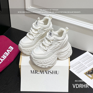 内增高10cm老爹鞋女鞋2025新款冬季加绒厚底松糕休闲鞋小个子棉鞋