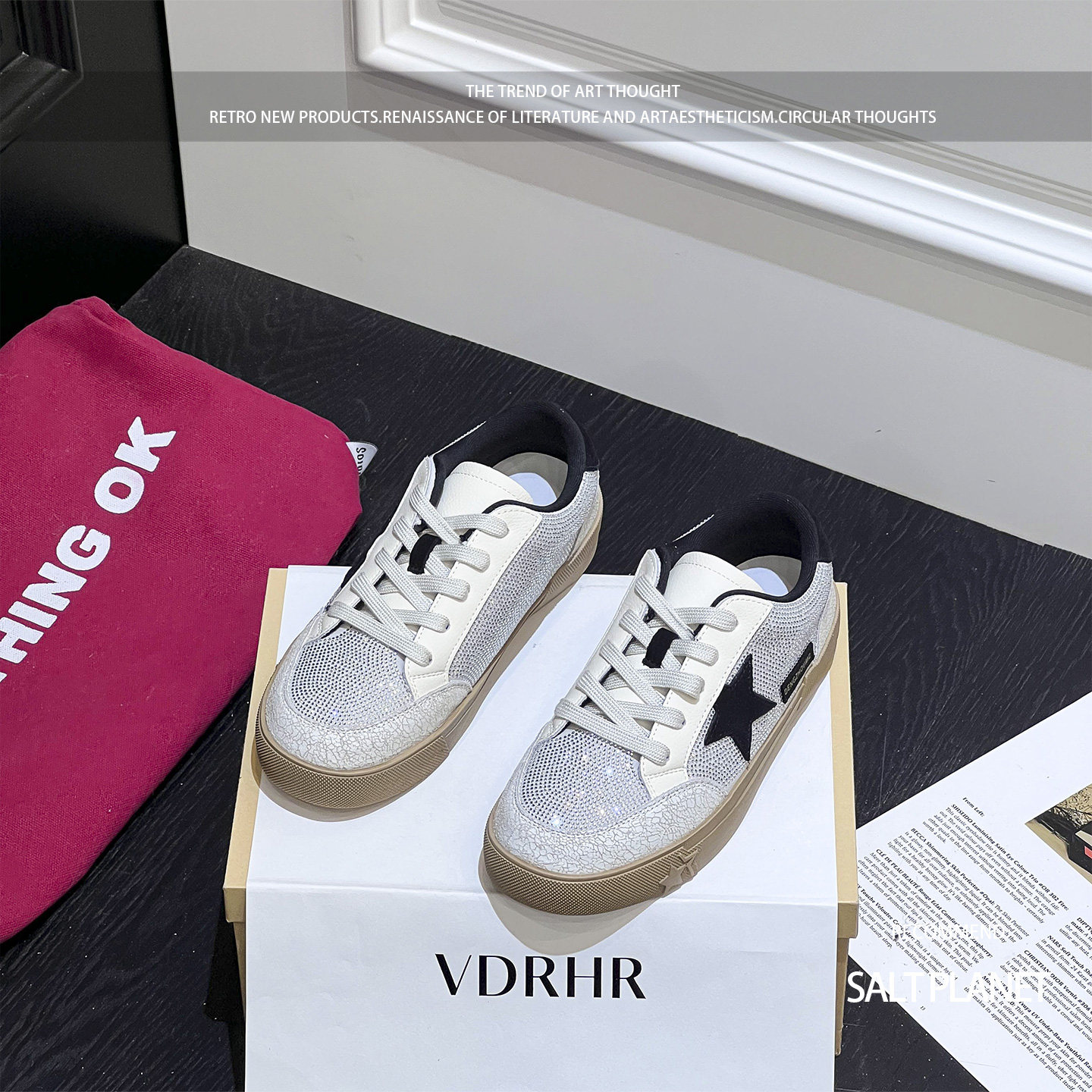 复古厚底星星水钻小白鞋女春2026新款满钻休闲脏脏鞋黑色运动板鞋,女鞋,休闲板鞋,淘宝优惠券,粉丝福利购,淘宝优惠卷