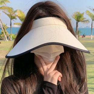 upf50 冰丝空顶防晒帽防紫外线大帽檐遮阳帽骑车遮脸太阳帽子 夏季