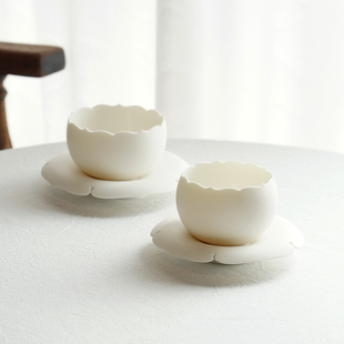 云汀手作素白花口丸子杯咖啡杯拉花杯红茶杯