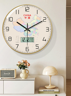 挂钟客厅家用简约现代时尚大气2024新款钟表带日历静音时钟挂墙